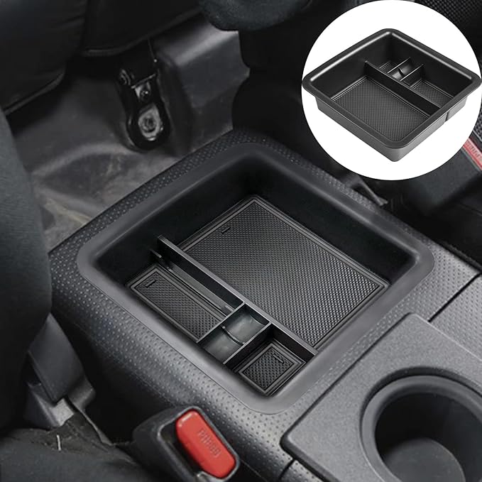 EDBETOS Center Console Organizer Tray Compatible with Toyota FJ Cruiser Accessories 2007-2021 2018 2019 2020 Interior Secondary Armrest Storage Box Insert Tray,Black
