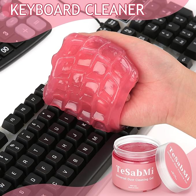 TeSabMi Car Cleaning Gel Car Cleaning Putty Car Putty Car Interior Cleaner Car Slime Car Detailing Kit Car Accessories Valentines Day Gifts for Him Her Men Women Stocking Stuffers Pink