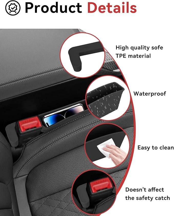 Edotim Car Seat Gap Filler, Seat Gap Organizer with Phone Holder, Car Seat Accessories, Car Organizer Fit SUV Truck-2PCS Pink
