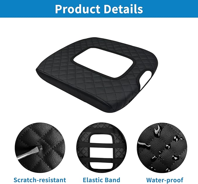 Xaido Center Console Armrest Cover Compatible with 2014-2018 Chevy Silverado & GMC Sierra with 40/20/40 Jump Seat, Middle Console Leather Protective Cover (ONLY for Split Bench Seat Console)