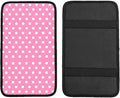 Car Armrest Cover Auto Center Console Pad Arm Rest Cushion Soft Car Accessories Universal for Most Vehicle (Pink Polka Dot Pattern Design)