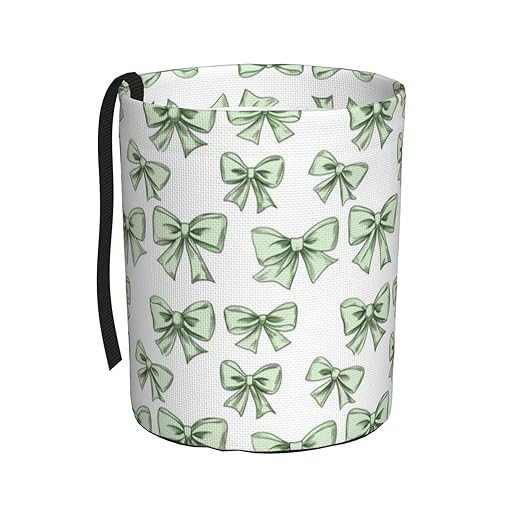 Green Bow Car Trash Can Leak-Proof Waterproof Hanging Trash Bin Collapsible Garbage Can for Car Accessories Travelling Camping