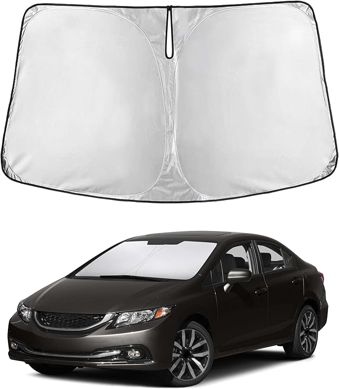 EcoNour Windshield Sun Shade Compatible for Honda Civic 2012–2015 | Sedan Front Window Sunshade | Foldable 4-Layer Sun Visor Protector | UV & Heat Blocking | Keeps Interior Cool