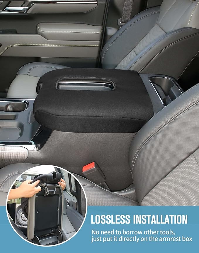 JeCar Armrest Cover Neoprene Center Console Cushion Pad Compatible with Chevy Silverado 2019+/Suburban 2020+/Tahoe 2021+/GMC YUKON 2021+