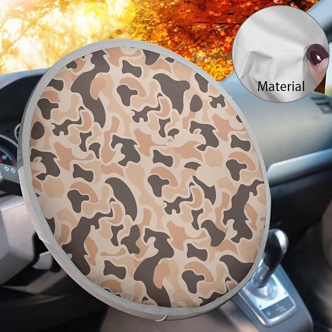 Camo Hunting Duck Steering Wheel Sun Shade Cover 17 Inch Car Rudder Sun Shade Cooling Cover for Summer Foldable Steering Wheel Cover Gift for Friends