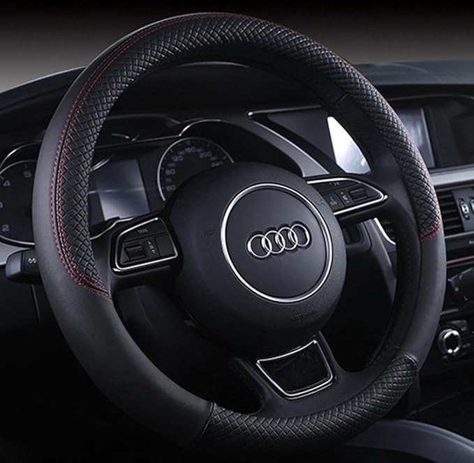 Auto Car Leather Steering Wheel Cover Anti Slip Wrap 15",Black