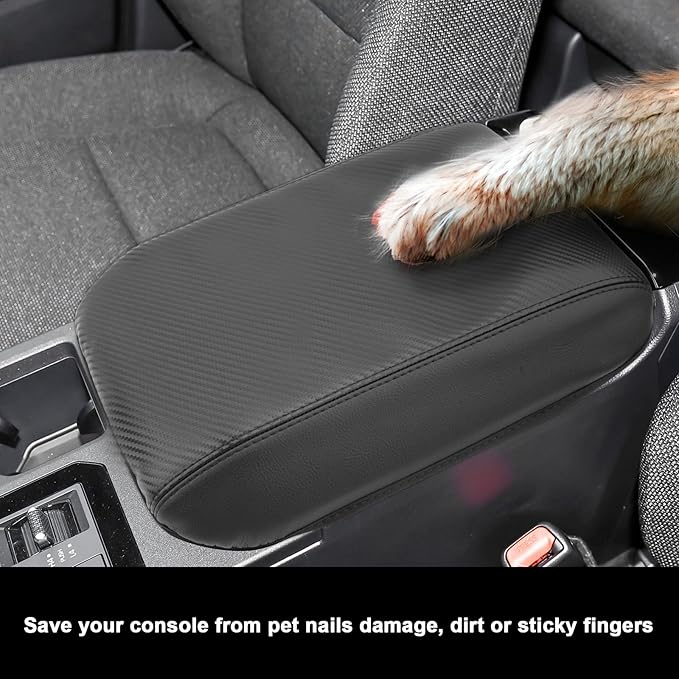 SXCY for 2024 2025 2026 Land Cruiser Armrest Cover for Toyota Land Cruiser 2025 2026 Center Console Cover 2024 2025 2026 Land Cruiser Center Console Cover (Black Carbon Fiber (Thin))