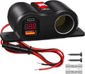Dual USB Outlet 12V Cigarette Lighter Socket with Switch, PD3.0 USB C and QC3.0 USB Port Car Charger with Voltmeter, 12 Volt Power Outlet Adapter for Boat Marine Truck RV UTV Golf Cart