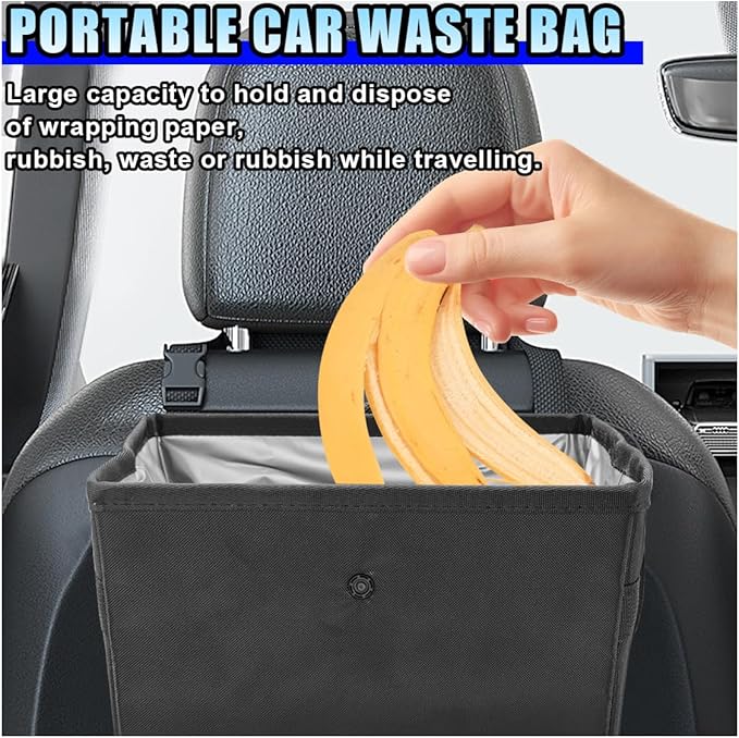 Open-Top Car Trash Can- Waterproof Leakproof Hanging Car Trash Bag Auto Garbage Can for Back Seat Organizer- Large Capacity Storage Bag Auto Garbage Bin Multipurpose for Cars SUV Truck (1PC)
