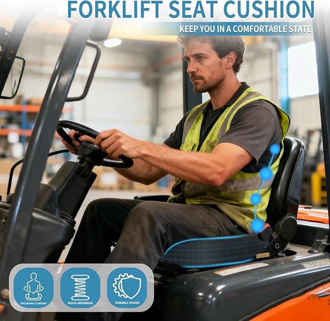 Forklift Seat Cushion, Memory Foam Seat Cushion, Pressure Relief Pad for Long Hours Operate Forklift, Extra-Dense Memory Foam for Soft Support, Ergonomic Accessories for Pain Relief