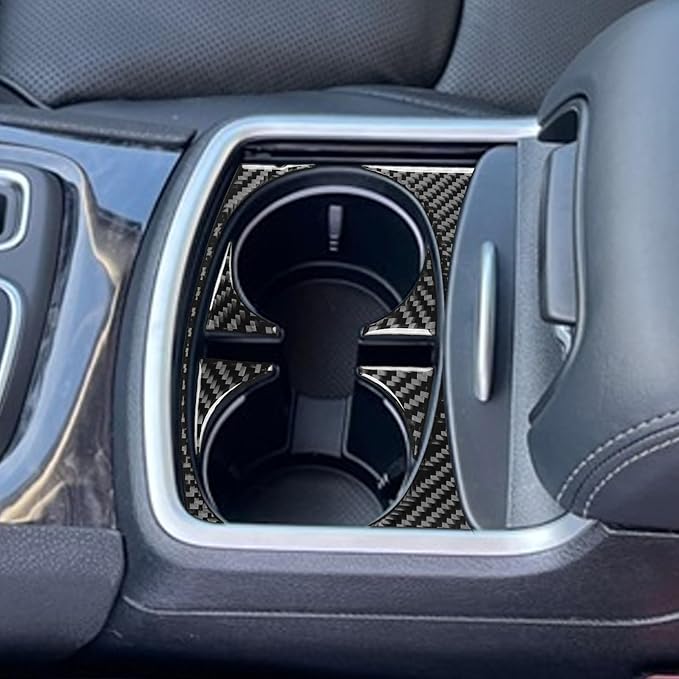 NVCNX Real Premium Carbon Fiber for Chrysler 300 Accessories 2015-2023 S/C/Limited/Touring Center Console Cup Holder Cover Interior Trim Sticker Decal 6PCs, not for C Platinum 2015-2017 / C 2018-2023