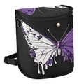 MNSRUU Car Trash Can with Lid, White Purple Dual Color Butterfly Car Trash Bag Hanging Organizers and Storage for Front Back Seat, Leak-Proof Trash Bin