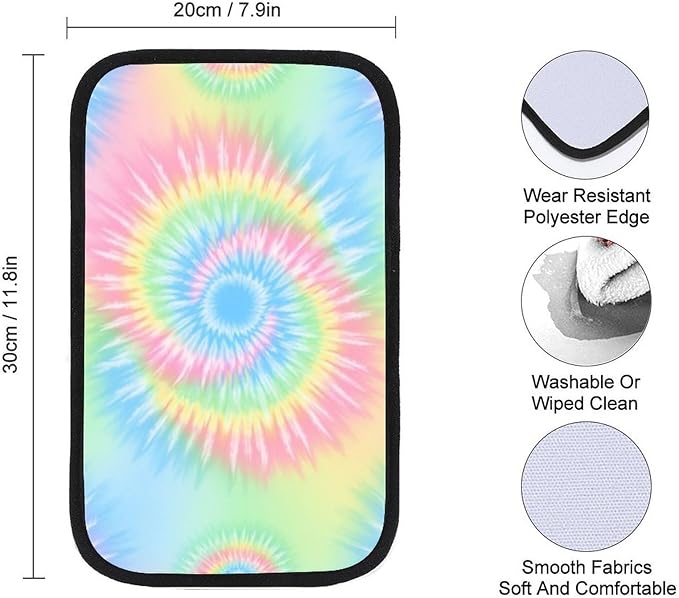 PPIKTC Auto Armrest Cover Protector Pink Rainbow Tie Dye, Car Center Console Pad, Universal Fit for Most Vehicle Models, Durable Material