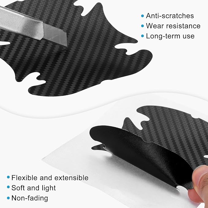 HARFINGTON 4pcs Car Door Handle Scratch Protectors Carbon Fiber Bowl Cover Anti Scratch 3D Sticker Automotive Door Handle Cups Protective Film Bowl Sticker for All Cars, Black