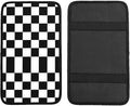 Car Armrest Cover Auto Center Console Pad Arm Rest Cushion Soft Car Accessories Universal for Most Vehicle (Checkerboard-Black & White Pattern Design)