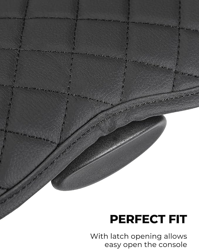 ISSYAUTO Center Console Cover Compatible with 2002-2012 Ram 1500 2500 3500 Jump Seat Console, Armrest lid Cover Leather Arm Rest Covering for Car, Well-Make Durable Middle Console Cover