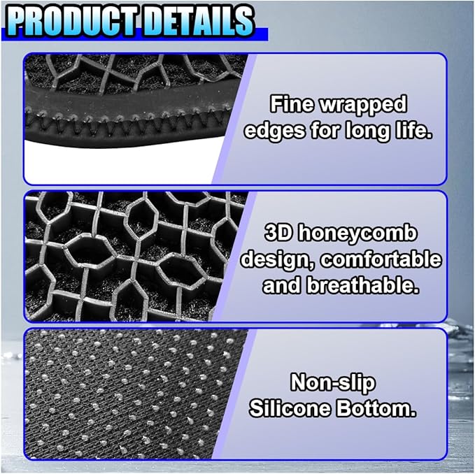 Gel Car Seat Cushion, Cooling Breathable Car Driving Seat Protector Cover, Comfortable Anti-Slip Chair Cushion Pad, Universal Automotive Interior Accessories for Sedan & Office (Black)