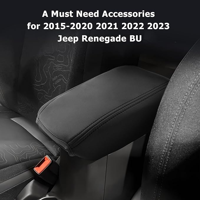 LUWU Renegade Center Console Cover Compatible with 2015-2021 2022 2023 Renegade Accessories Renegade BU Armrest Console Cover Armrest Cover Center Console Pad Soft Leather,Black