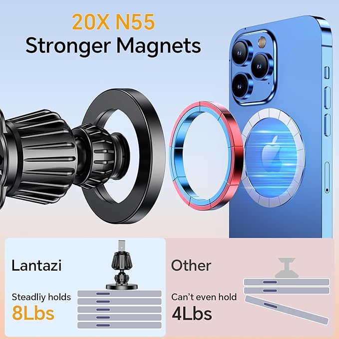 Car Phone Holder for Magsafe Car Mount【Strongest Magnetic】Phone Holders for Your Car Dashboard Air Vent【Hands Free】Cell Phone Automobile Cradles Magnetic Car Phone Mount for iPhone 17 Pro Max 16 15 14