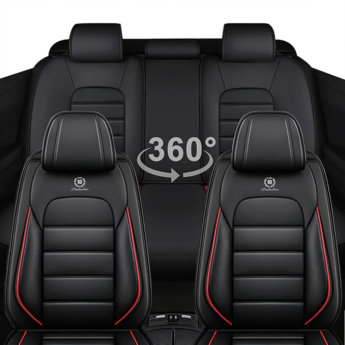 AREKA 5 Seat Covers for Subaru Crosstrek 2016-2026 Breathable Car Seat Covers,Anti-Slip Waterproof Car Seat Protectors with Airbag,Automotive Vehicle Cushion with Storage Pockets (Standard,Redline)