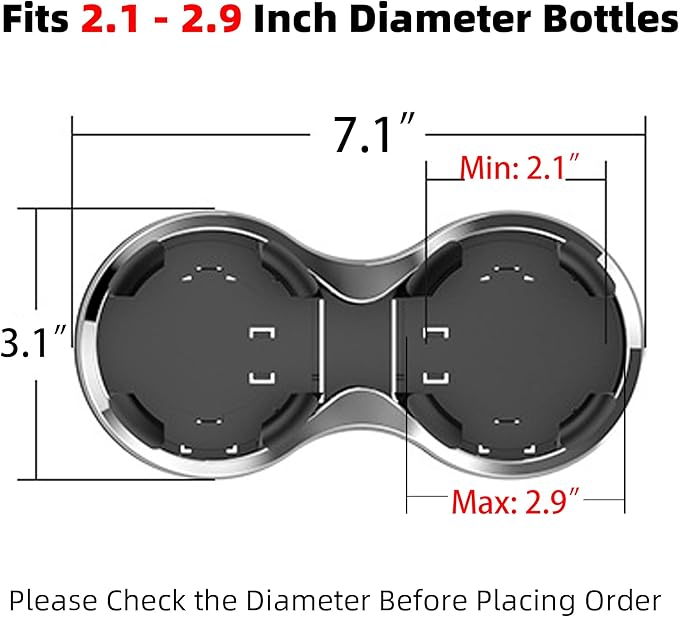 Car Cup Holder Extender with Adjustable Mounting Base - Cup Slot 1-2 Splitter Expander Organizer Fits Vehicle Boat Truck RV Holds Standard Drinks Water Bottles
