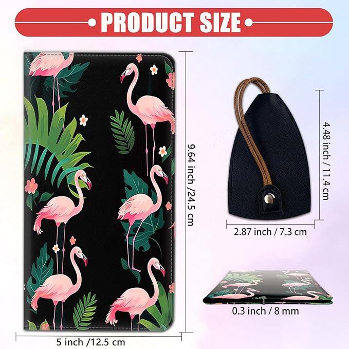Car Registration Holder, Waterproof PU Leather Vehicle Card Document Glove Box Organizer, Women Interior Auto Accessories Case for Cards, Driver License Car Insurance Holder, Flamingo Pattern