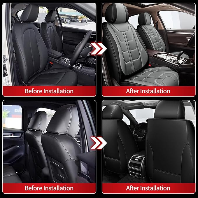 TTX LIGHTING Car Seat Covers 2 Front Seats Fit for Chevrolet/Chevy Cobalt 2005-2010 Waterproof Leather Seat Covers Automotive Seat Cushion Protectors with Airbag Compatible (Gray)