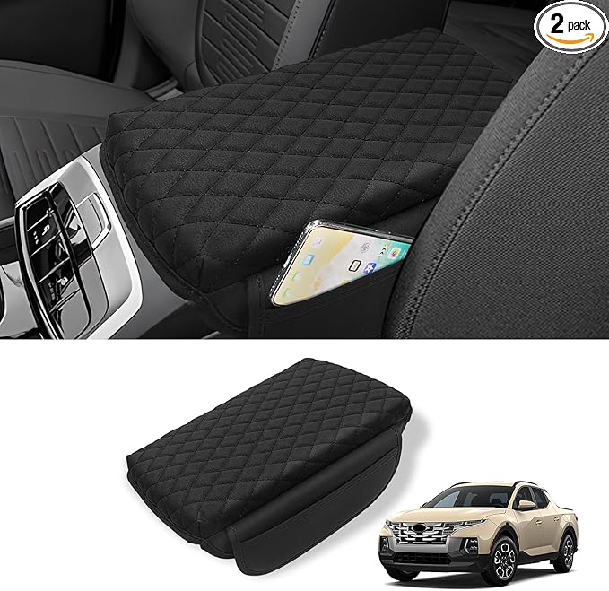 Car Center Console Cover Armrest Cover for Hyundai Santa Cruz 2022 2023 2024 2025 2026 Center Console Pad Interior Accessories Car Armrest Seat Box Cover Protector with Pockets Storage Bag