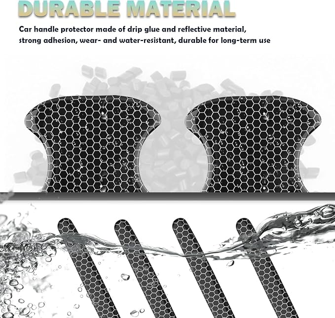 8PCS Car Door Handle Protector Anti-Scratch,Reflective Car Door Handle Scratch Protector with Honeycomb Design,Self-Adhesive Cars Handles Protectors Cars Accessories Exterior