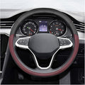 14.5"-15" Car Steering Wheel Cover, Microfiber Leather Breathable Wheel Cover, Anti-Slip Lining Steering Wheel Covers, Car Accessories Interior Decoration for Women Men (Wine Red)
