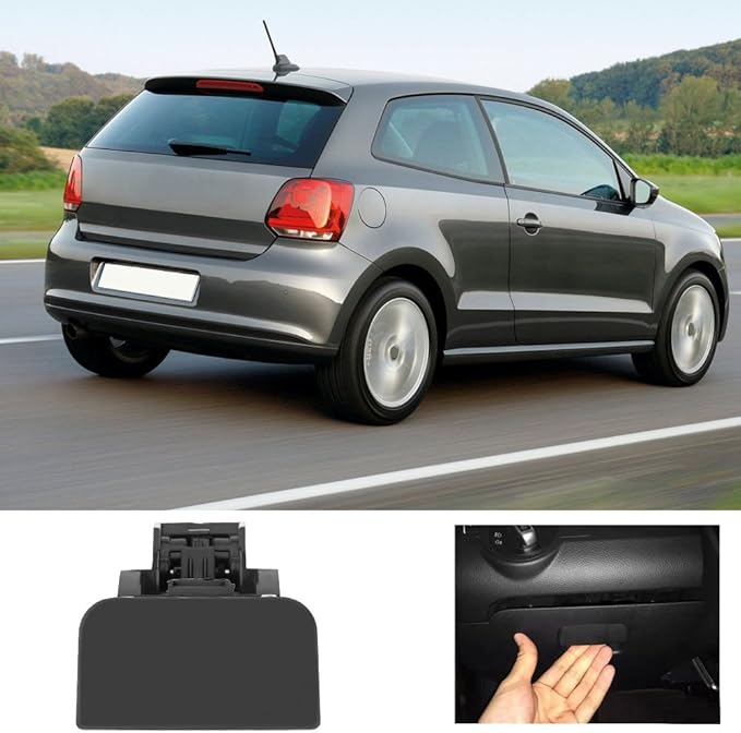 KIMISS Glove Box Lock Replacement,For Volkswagen POLO 2005-2009 ABS Car Glove Box Lock Latch Lid Handle No Hole (Black)