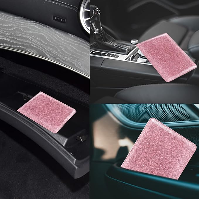 LumiMokki Car Registration and Insurance Holder, Leather Registration and Insurance Card Holder, Vehicle Glove Box Organizer - For Documents, Cards, License (Bling Rose Gold)