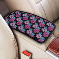 Car Center Console Cover Hibiscus Armrest Cushion Scratch Resistant and Waterproof Arm Rest Pads Flower Tropical Cars Decor Accessories, Purple Pink