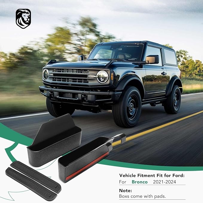YHTAUTO Center Console Shifter Storage Box with Pads Fit for Ford Bronco 2021 2022 2023 2024, ABS Organizer Gear Side Storage Tray