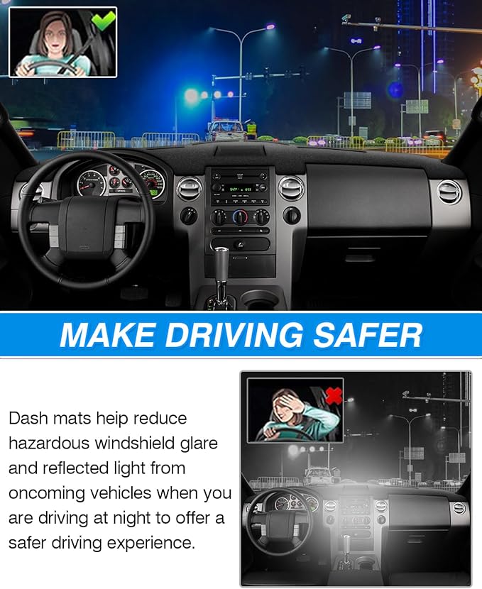 Cartist Dash Cover Compatible with Ford F150 2004 2005 2006 2007 2008 Dashboard Cover Mat Non-Slip Carpet Sunshield Glare UV Rays Protector