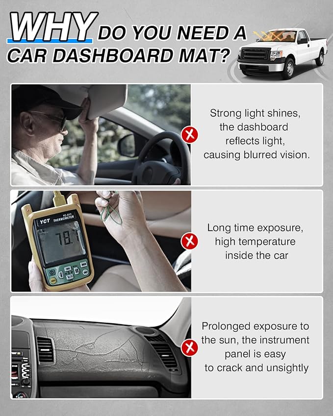CARTIST Dash Cover Compatible with Ford F-150 F150 Pickup 2009-2014 Accessories Dashboard Cover Mat Non-Slip Pad Carpet Sunshield Protector (with Light Sensor)