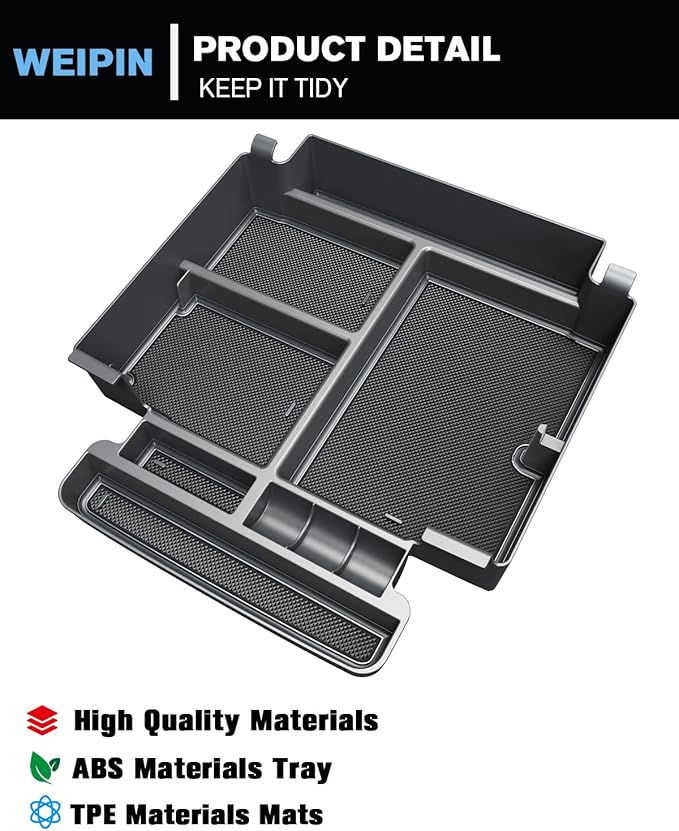 WEIPIN for Center Console Organizer Tray ABS Materials Compatible with 2021-2026 Tahoe/Suburban (Premier/High Country) & Yukon (Denali/Denali Ultimate) — Only fit Power Sliding Center Console