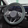 Car Steering Wheel Cover, Universal 14.5-15 Inch Gray Leather Steering Wheel Wrap with Better Sport Grip for Men Women, Anti-Slip Breathable Car Interior Accessories for Most Vehicles (Gray)