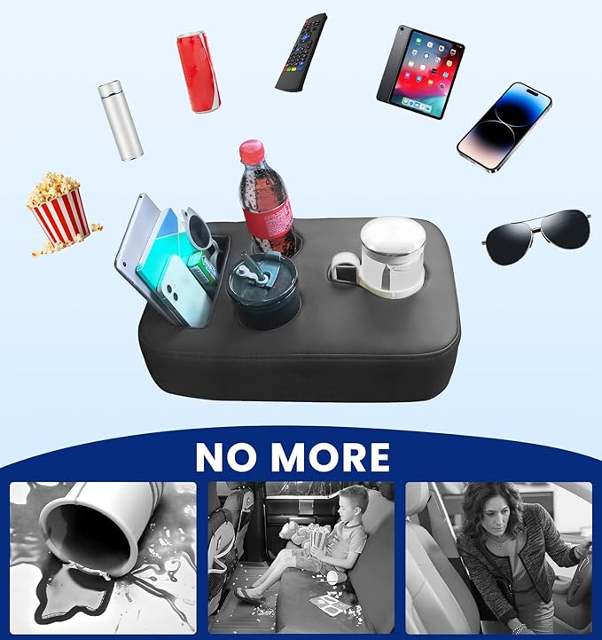 Car Cup Holder, Back Seat Cup Holder for Car, PU Leather Couch Sofa Bed Cup Holder Expander Tray, Boat Tray, Organizer for Trucks, Minivans, SUVs, RVs, Vehicles, Holds Drinks, Remote, Snacks