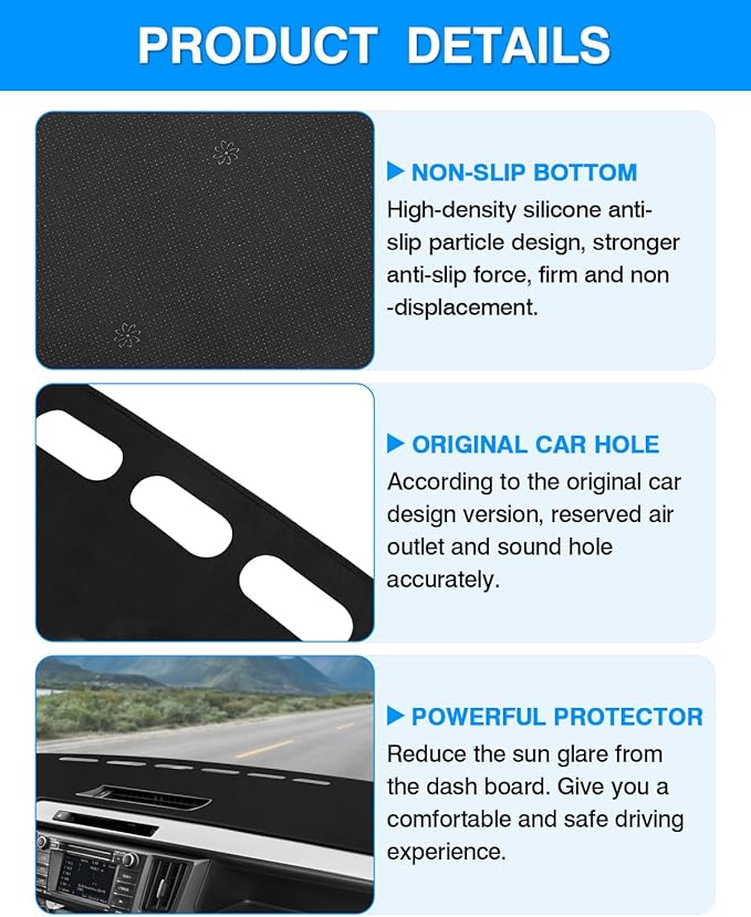 Cartist Custom Fit for Dash Cover Mat Toyota RAV4 2013-2018 Accessories Suede Dashboard Cover Nonslip Dashboard Mat Protector Sunshade No Glare Black