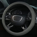 ALEMODR Gray Leather Steering Wheel Cover Universal 15 inch