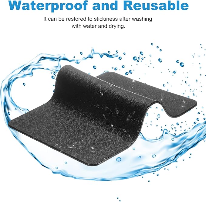 HARFINGTON 2pcs Car Dashboard Anti-Slip Mat 10.6" x 6" Universal Sticky Dash Pad Washable Reusable Car Non-Slip Mats for Phone Keys Sunglasses Electronic Devices, Black