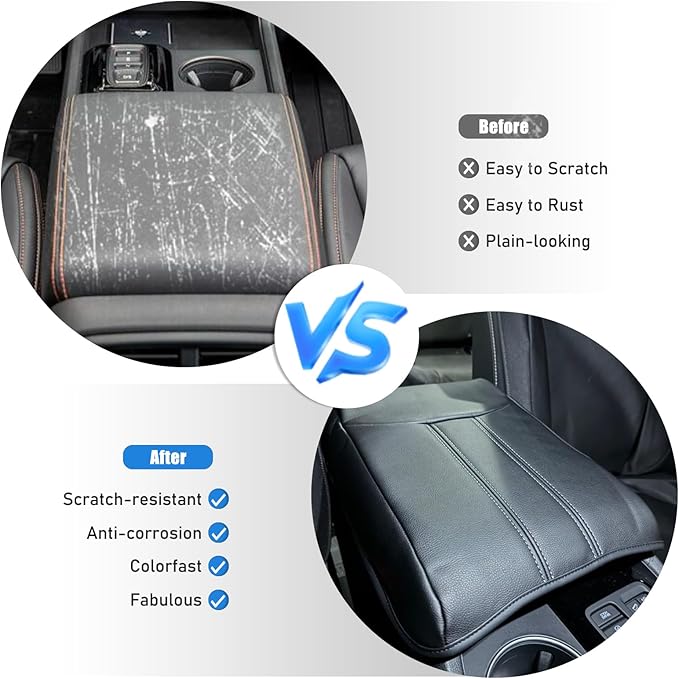 Center Console Armrest Cover for Honda Pilot 2023-2025/ Ridgeline 2024-2025/ Passport 2024-2026, Leather Armrest Lid Cushion Pad Armrest Seat Box Cover Mat (Black)