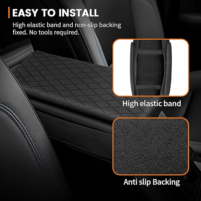 Custom Fit for Center Console Cover Ford Bronco 2021 2022 2023 2024 2025 2/4-Door Armrest Cover Center Console Pad Interior Accessories with Pockets Storage Bag Black