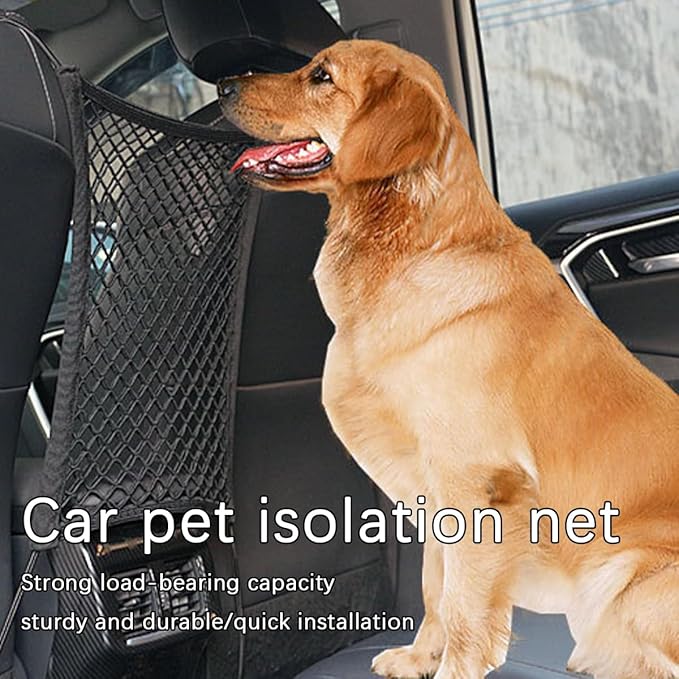 Mandark Dog Car Net Barrier, Stretchable Vehicle Pet Barrier with Safety Mesh Organizer, Auto Backseat Baby Divider Barrier & Storage Bag Accessories, Universal for SUV, RV, Truck