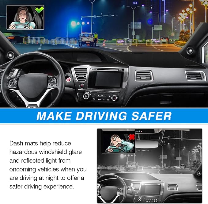 CARTIST Custom Fit for Dashboard Cover Honda Civic 2012 2013 2014 2015 Dash Board Cover Mat Non-Slip Pad Carpet Sunshield Protector
