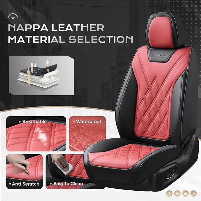 Coverado Car Seat Covers, Front Covers for Cars, Car Seat Cover Front Seats, Automotive Seat Cover, Waterproof, Leather Car Seat Cushion, Universal Interior Covers Seat Protectors for Most Cars