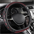 Car Steering Wheel Cover, 15 Inches 3D Honeycomb Design Car Steering Wheel Protector with Comfy Grip, Breathable Anti-Slip D-Shaped Steering Wheel Sleeve for Most Vehicles (Red)