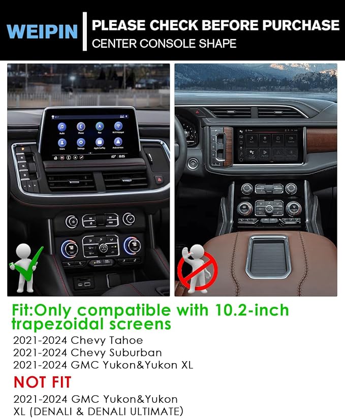 WEIPIN for Center Console Screen Organizer Tray Compatible with 2021–2024 Chevy Tahoe/Suburban & GMC Yukon — Not Fit Yukon Denali Console Organizer ABS Materials