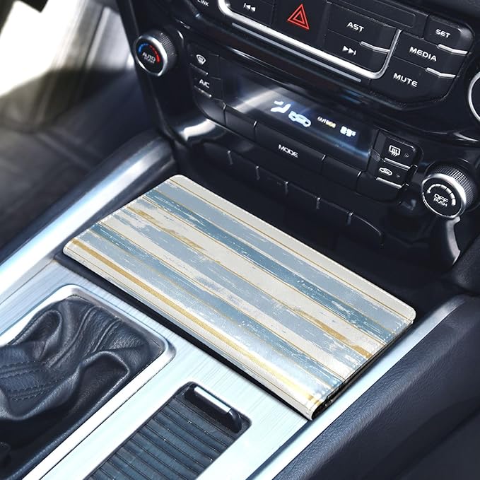 Qilmy Simple Solid Color Stripes Car Registration and Insurance Holder, Premium Pu Leather Vehicle Glove Box Organizer, Prefect Car Essentials Wallet for Driver License, Cards & Essential Documents781
